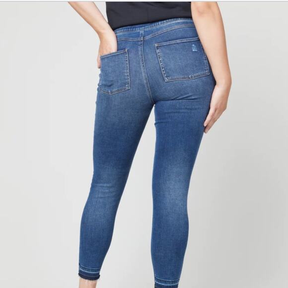 Copied - New Spanx distressed denim leggings blue medium was Women’s size XS - Picture 2 of 8